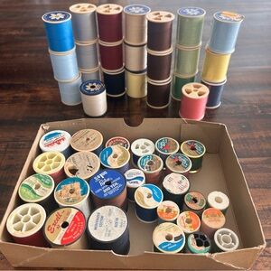 LOT OF 51 Vintage Sewing Thread Spools Various Brands Colors | Polyester